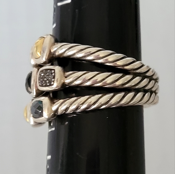 David Yurman Hematite Diamond Onyx Confetti Ring - Picture 5 of 8
